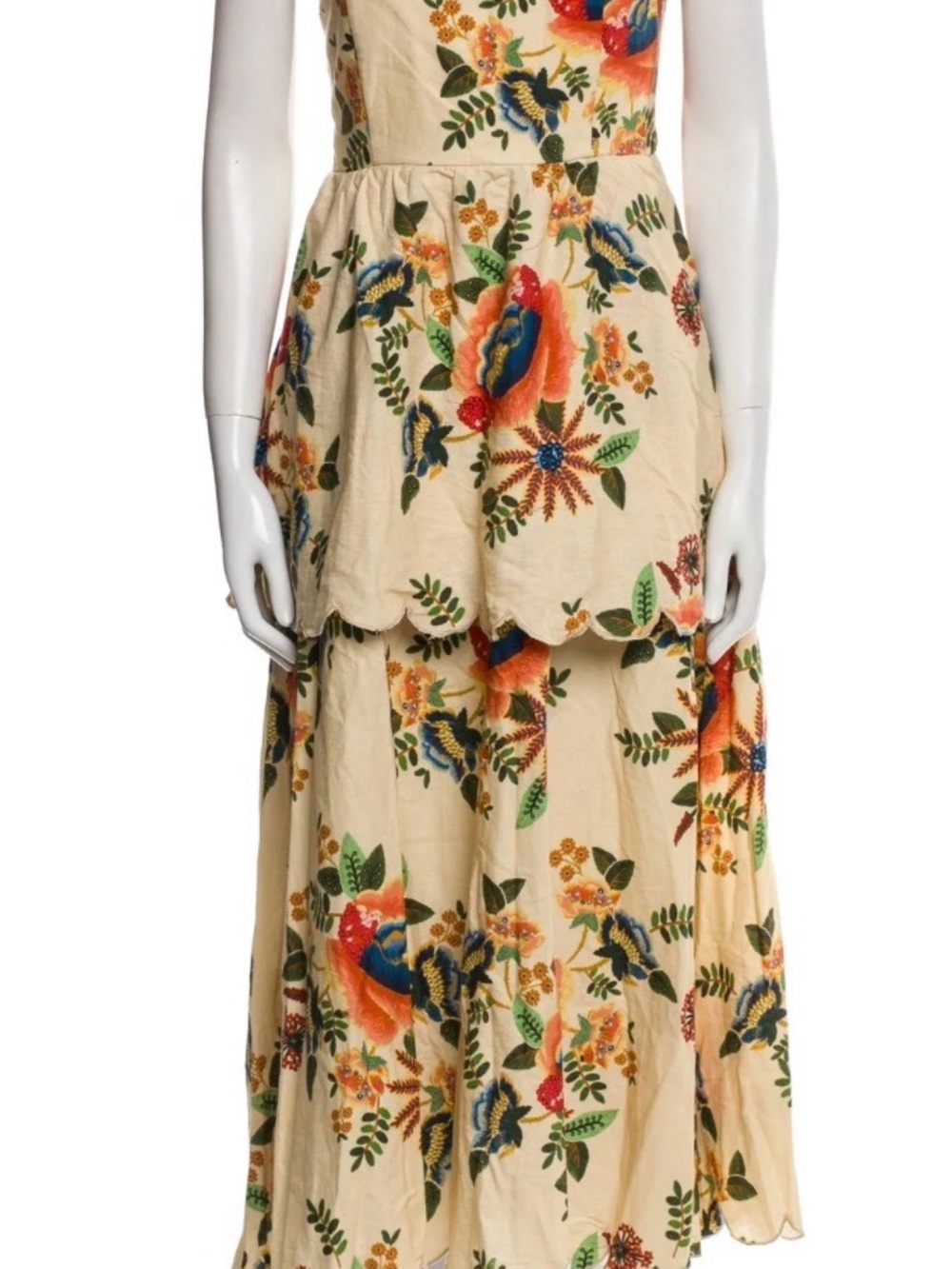 Christian Lacroix Yellow Floral Tiered Spaghetti-Strap Midi Dress - Picture 2 of 6